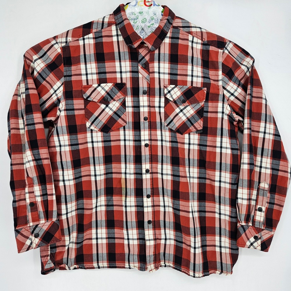 5.11 Tactical Shirt Mens XL Flannel Pearl Snap Outdoor Long Sleeve‎ Plaid